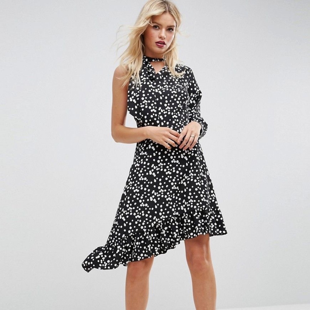 DONATING SOON. Tie-Neck Polka-Dot Dress